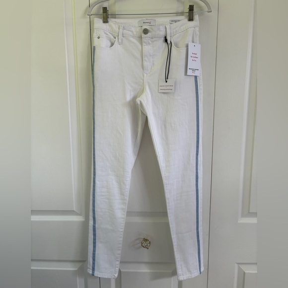 New Skinny Girl Women's Jeans Skinny Ankle Jeans White Denim W/ Blue Stripe 26/2 - Picture 4 of 12